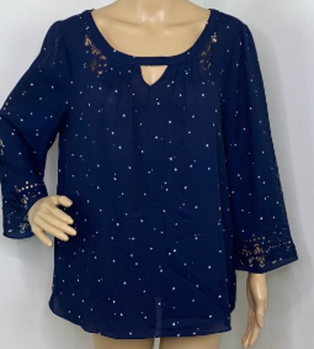 Mauve Blue with White Stars Top Size 2